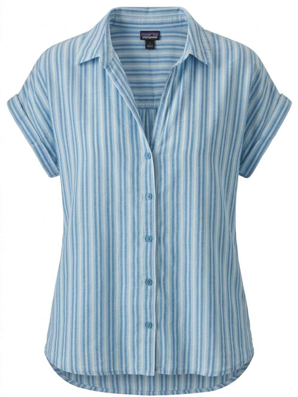 Patagonia Light Blue and White Striped Short-Sleeve Button-Down Shirt - Picture 2 of 12